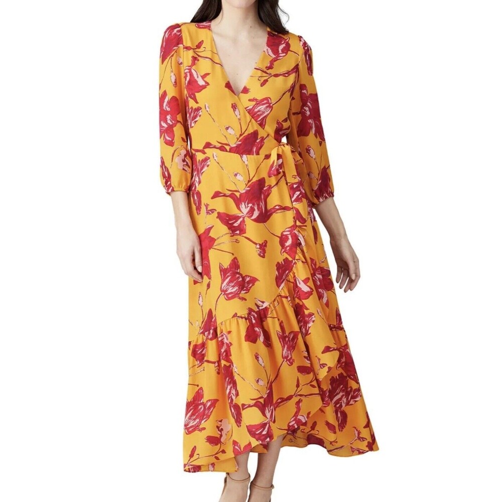 COLOR ME COURTNEY Eleanor Colorful Romantic Feminine Wrap Dress‎ Floral M